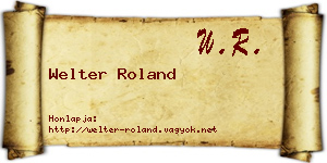 Welter Roland névjegykártya